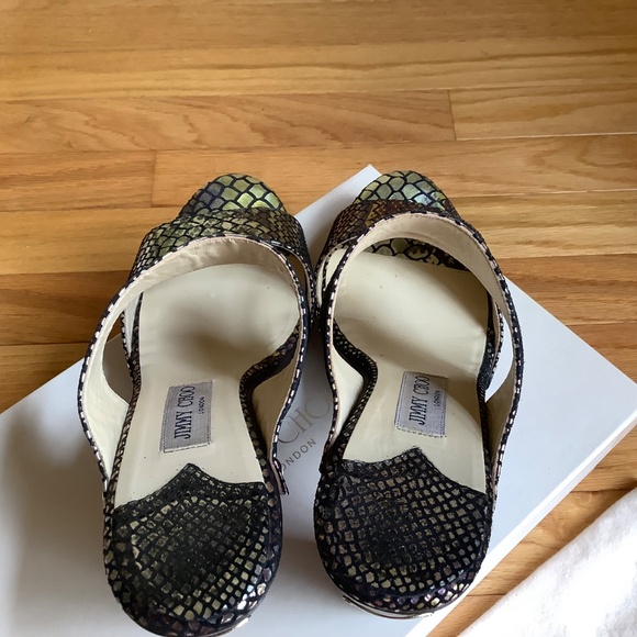 JIMMY CHOO ULRIKA Metallic Leather Studded Wooden Heel Slide Sandals SZ 40.5/9.5 - Picture 12 of 16